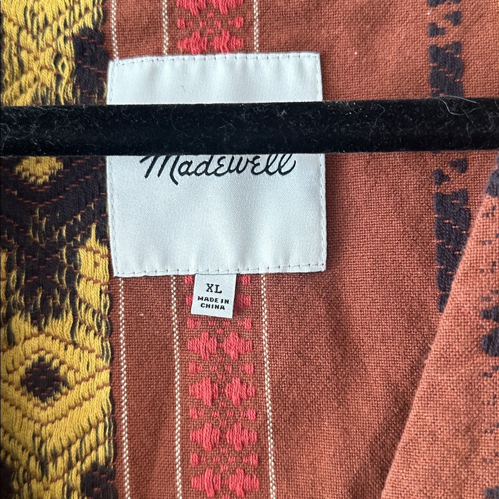 Madewell Embroidered Kimono Shirttail Wrap Jacket- XL Earthy - Picture 8 of 10